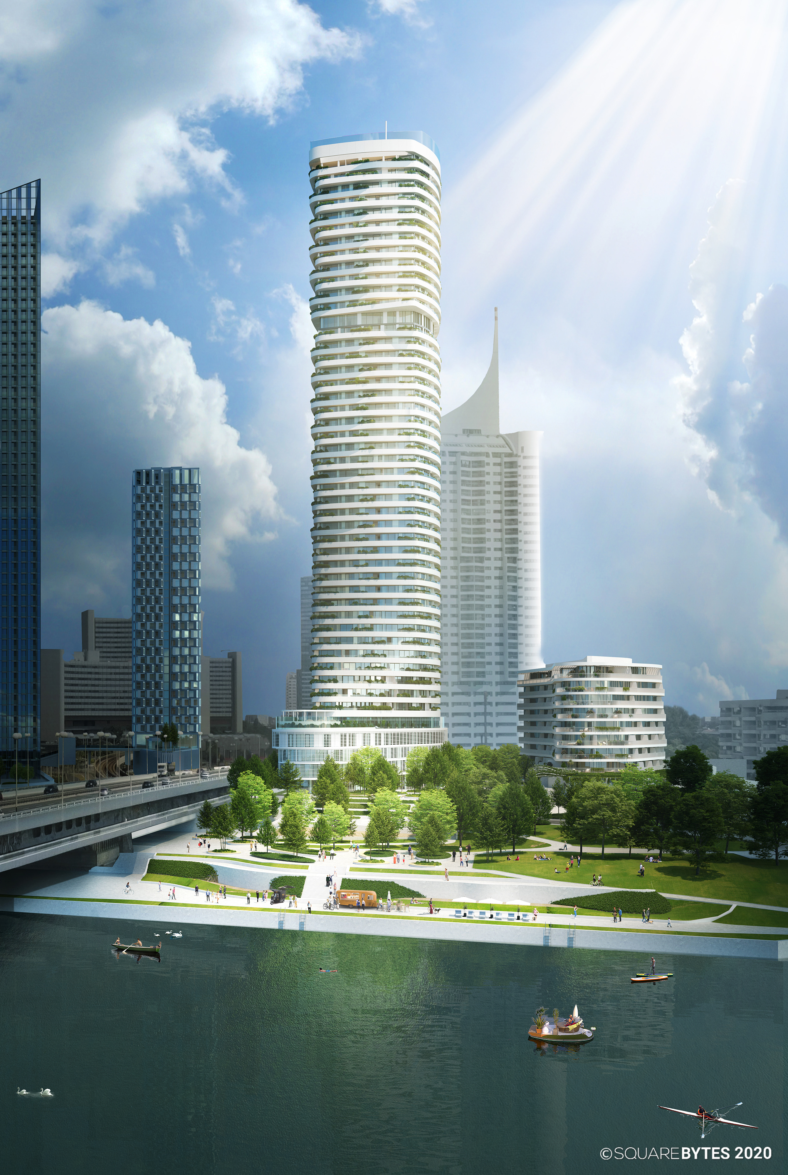 Danube Flats – Austria's tallest residential tower as a 3D masterpiece